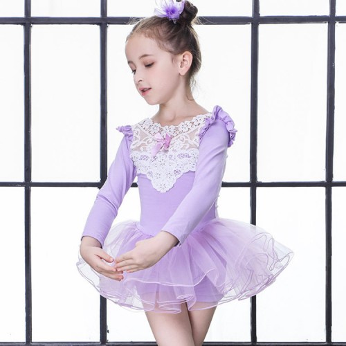 Modern dance ballet dresses for girls children kids pink blue purple cotton gymnastics stage performance tutu skirt dress